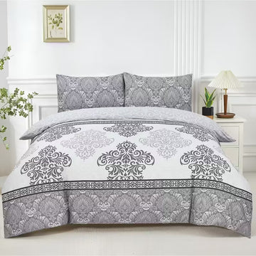 4pcs Reversible Duvet Cover Set with Fitted Sheet & Pillow Covers