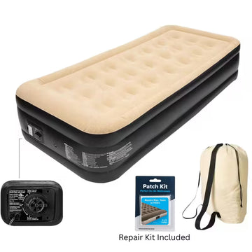 Inflatable High-Rise Air Bed with Built-in Pump